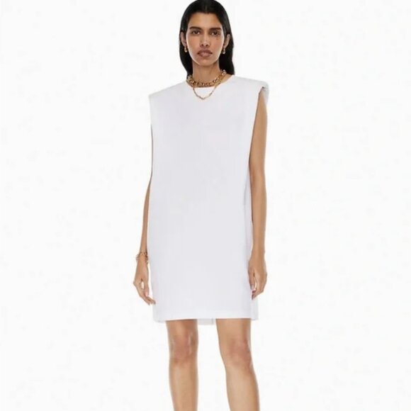 Babaton Shoulder Pad Dress in White XS NWT - Picture 1 of 6